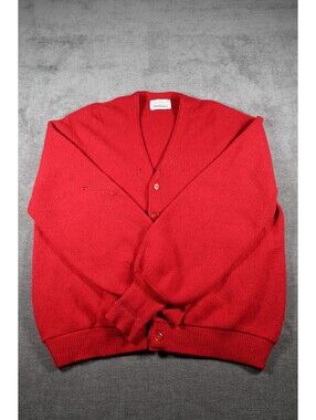 Robert Bruce Red Wool and Alpaca Blend Cardigan Sweater XL